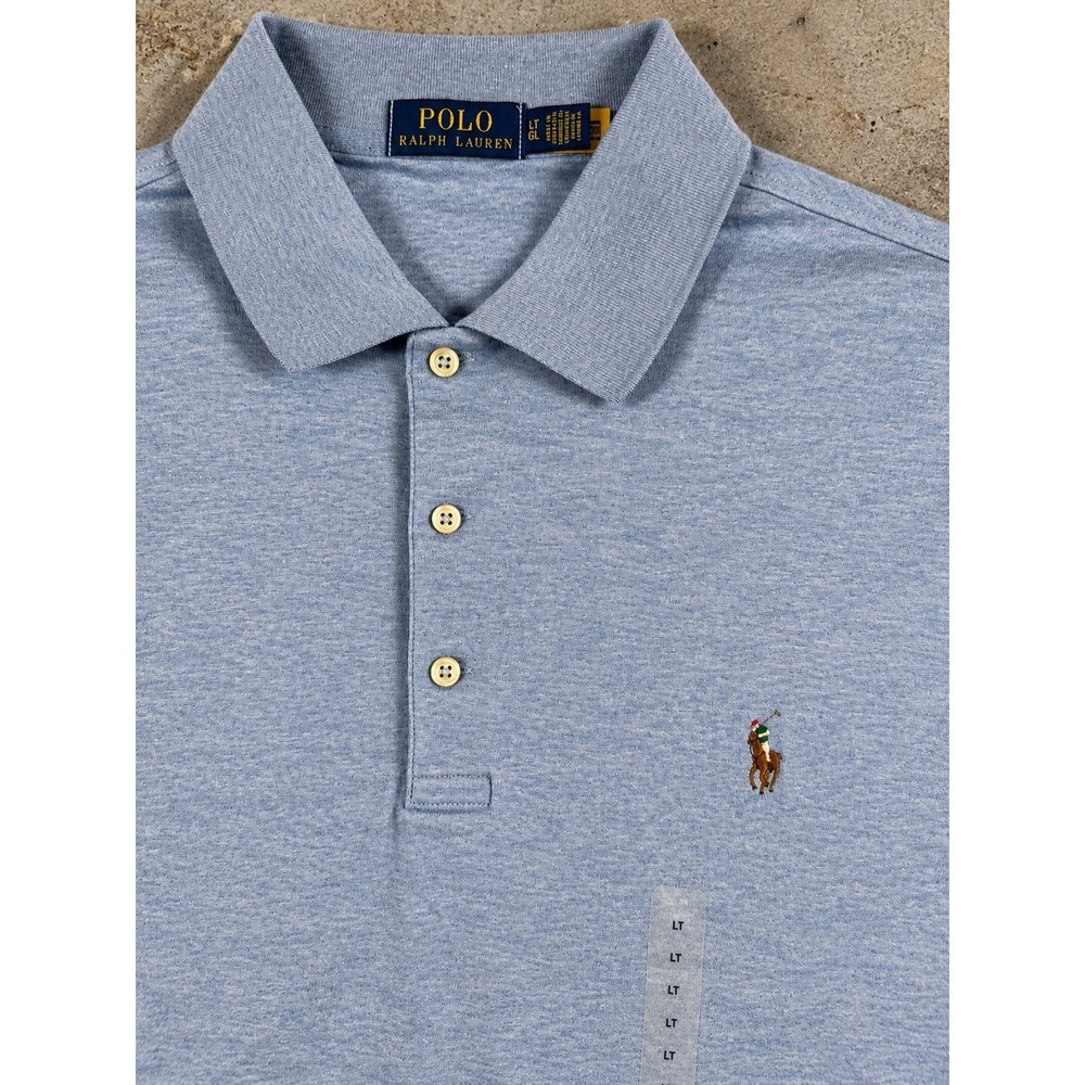 Polo Ralph Lauren Soft Cotton Shirt Mens LT Blue Big Tall Multicolor Pony NWOT